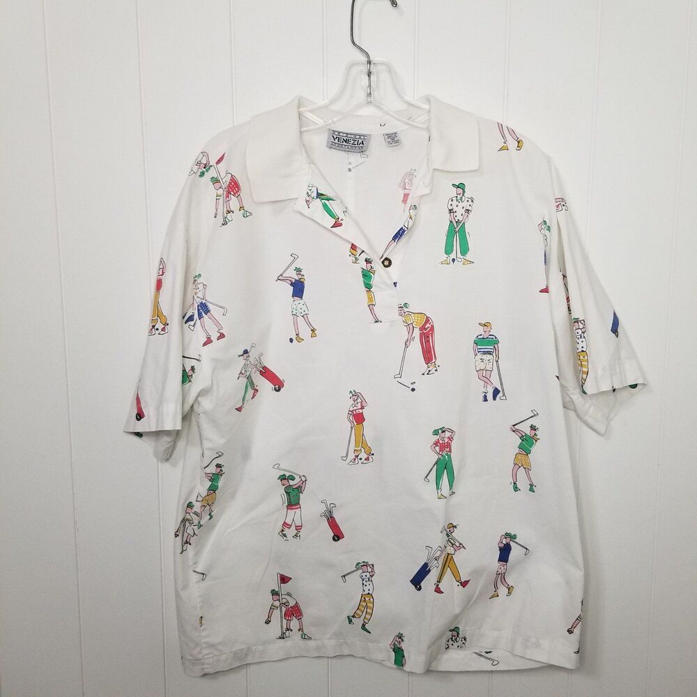 Vintage Venezia Sportswear Womens Top Size Small 80s Golf Novelty